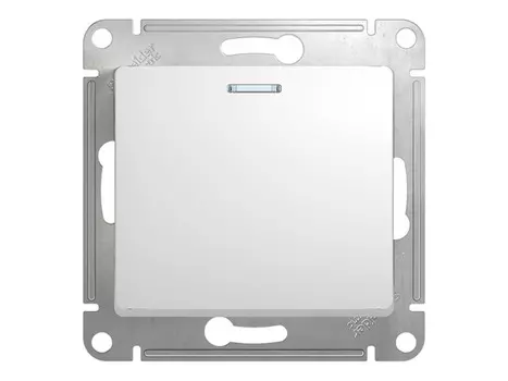 выключатель 1-клавишный SCHNEIDER ELECTRIC Glossa, с индикатором,, белый