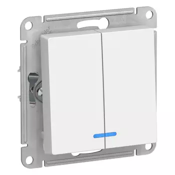 выключатель 2-клавишный Atlas Design с/и белый