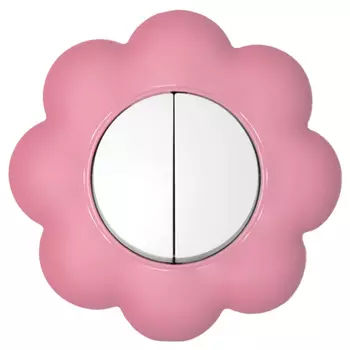 выключатель 2-клавишный DE FRAN Happy Цветок, белый, розовый