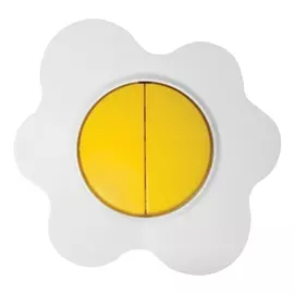 выключатель 2-клавишный DE FRAN Happy Яичница-глазунья, желтый