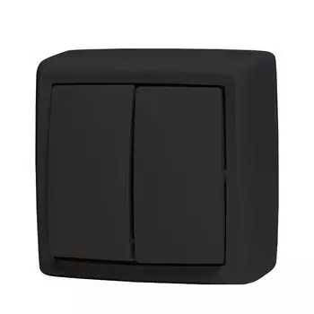 выключатель 2-клавишный DRESDEN 10А черный