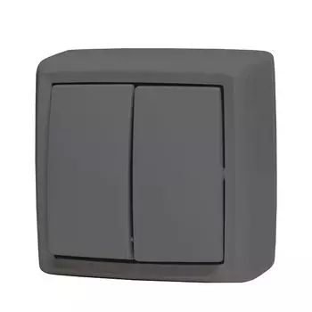 выключатель 2-клавишный DRESDEN 10А серый