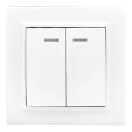 выключатель 2-клавишный EKF Минск 10А с индикатором, белый