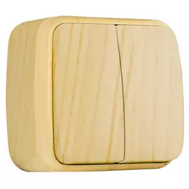 выключатель 2-клавишный EKF Минск 10А светлое дерево