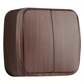 выключатель 2-клавишный EKF Минск 10А тёмное дерево