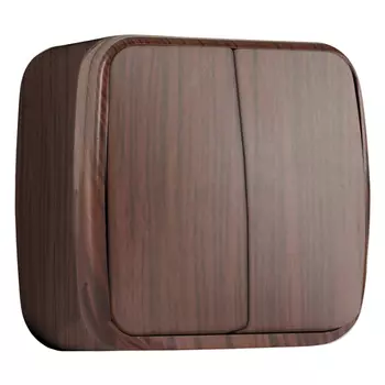 выключатель 2-клавишный EKF Минск 10А тёмное дерево