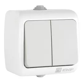 выключатель 2-клавишный EKF Мурманск 10А IP54, серый