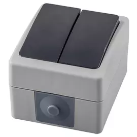 выключатель 2-клавишный FERON Велена IP54 серый графит