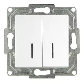 выключатель 2-клавишный GUNSAN Eqona с индикацией белый