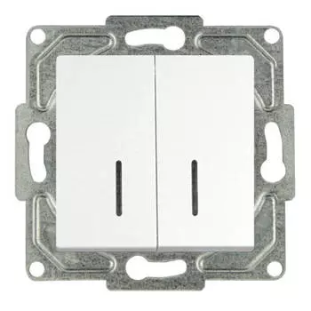 выключатель 2-клавишный GUNSAN Eqona с индикацией белый