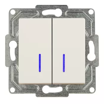 выключатель 2-клавишный GUNSAN Eqona с индикацией крем