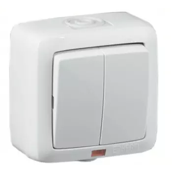 выключатель 2-клавишный HEGEL Alfa Aqua IP44 с индикацией белый