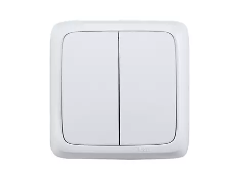 выключатель 2-клавишный HEGEL Alfa Slim белый