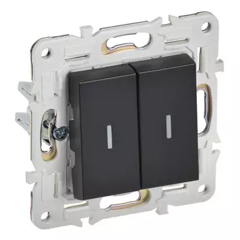 выключатель 2-клавишный IEK Skandy с/и 10А черный