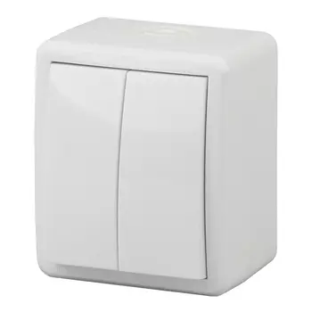 выключатель 2-клавишный ЭРА Эксперт IP54 белый