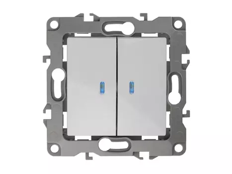 выключатель 2-клавишный ЭРА серия 12 с индикацией белый