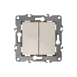 выключатель 2-клавишный ЭРА серия 12, слоновая кость