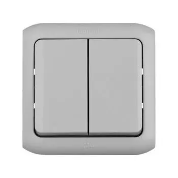 выключатель 2-клавишный LEGRAND Quteo 10А IP44 серый