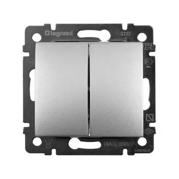 выключатель 2-клавишный LEGRAND Valena IP20 алюминий