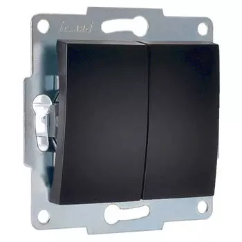 выключатель 2-клавишный LEZARD Karina черный бархат