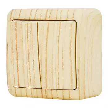 выключатель 2-клавишный LEZARD Viola белёный дуб