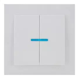 выключатель 2-клавишный NILSON Touran Naturel с индикатором, белый