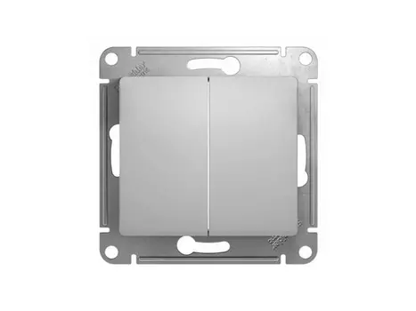 выключатель 2-клавишный SCHNEIDER ELECTRIC Glossa, алюминий