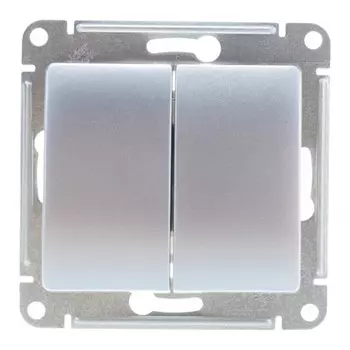 выключатель 2-клавишный SCHNEIDER ELECTRIC Glossa алюминий