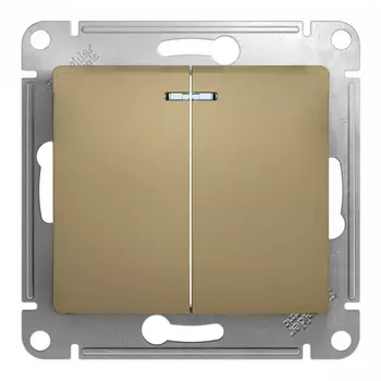 выключатель 2-клавишный SCHNEIDER ELECTRIC Glossa с индикацией титан