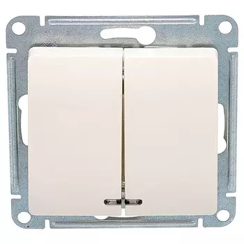 выключатель 2-клавишный SCHNEIDER ELECTRIC Glossa с индикацией бежевый