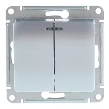 выключатель 2-клавишный SCHNEIDER ELECTRIC Glossa с индикацией алюминий