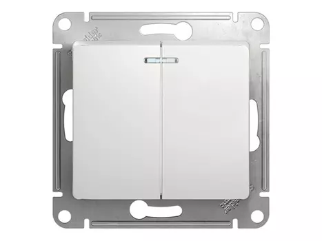 выключатель 2-клавишный SCHNEIDER ELECTRIC Glossa с индикатором, белый