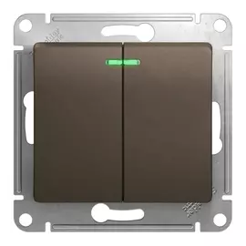 выключатель 2-клавишный SCHNEIDER ELECTRIC Glossa, с индикатором, шоколад