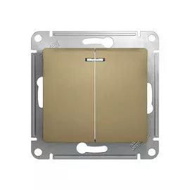 выключатель 2-клавишный SCHNEIDER ELECTRIC Glossa с индикатором, титан
