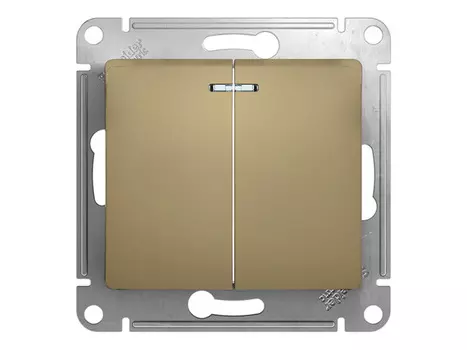 выключатель 2-клавишный SCHNEIDER ELECTRIC Glossa с индикатором, титан