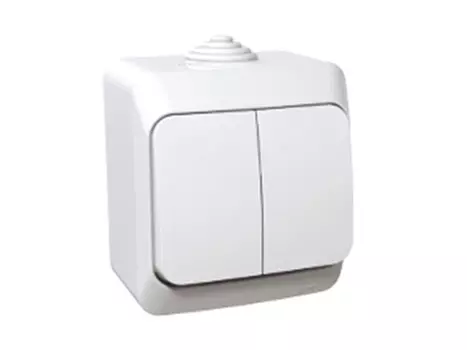 выключатель 2-клавишный SCHNEIDER ELECTRIC Этюд IP44, белый