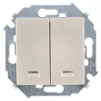 выключатель 2-клавишный SIMON серия 15 с индикацией шампнань