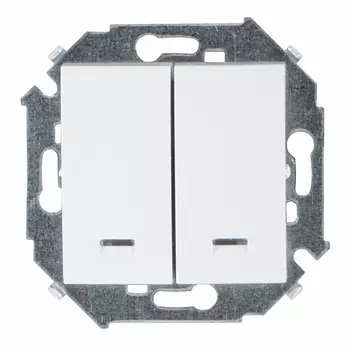 выключатель 2-клавишный SIMON серия 15 с индикацией белый