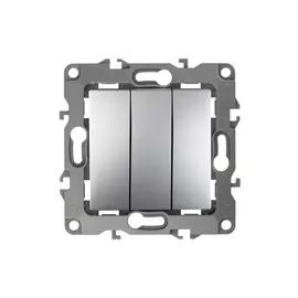 выключатель 3-клавишный ЭРА серия 12, алюминий