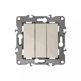 выключатель 3-клавишный ЭРА серия 12, слоновая кость