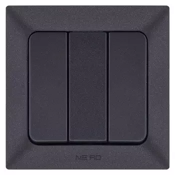 выключатель 3-клавишный NE-AD Aras металлик черный