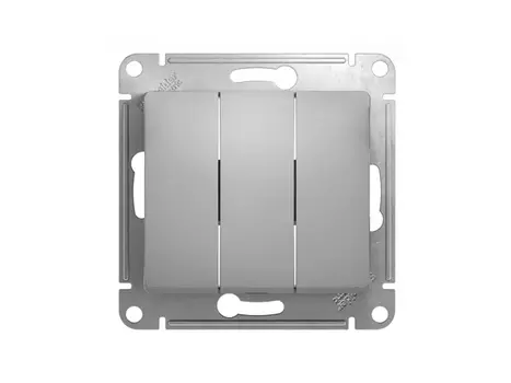выключатель 3-клавишный SCHNEIDER ELECTRIC Glossa, алюминий