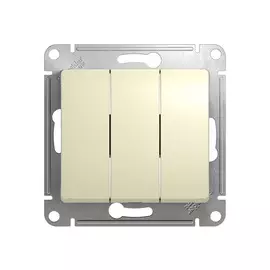 выключатель 3-клавишный SCHNEIDER ELECTRIC Glossa, бежевый