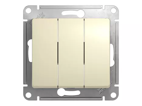 выключатель 3-клавишный SCHNEIDER ELECTRIC Glossa, бежевый