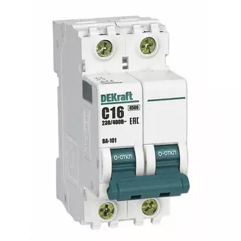 выключатель автоматический DEKRAFT 16А 2P С 4,5кА