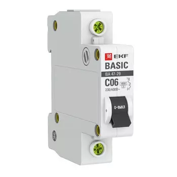 выключатель автоматический EKF Basic 1Р 6А С ВА47-29 4.5кА