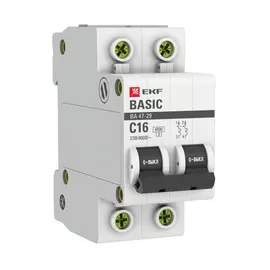 выключатель автоматический EKF Basic 2Р 16А С ВА47-29 4.5кА