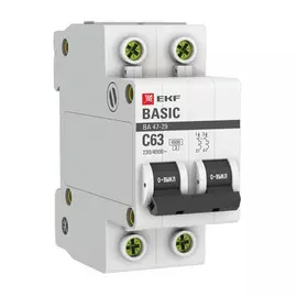 выключатель автоматический EKF Basic 2Р 63А С ВА47-29 4.5кА