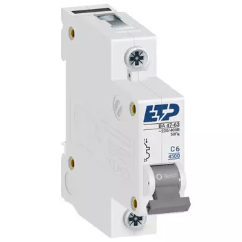 выключатель автоматический ETP 1P 6А тип C 4,5 кА