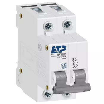выключатель автоматический ETP 2P 32А тип C 4,5 кА
